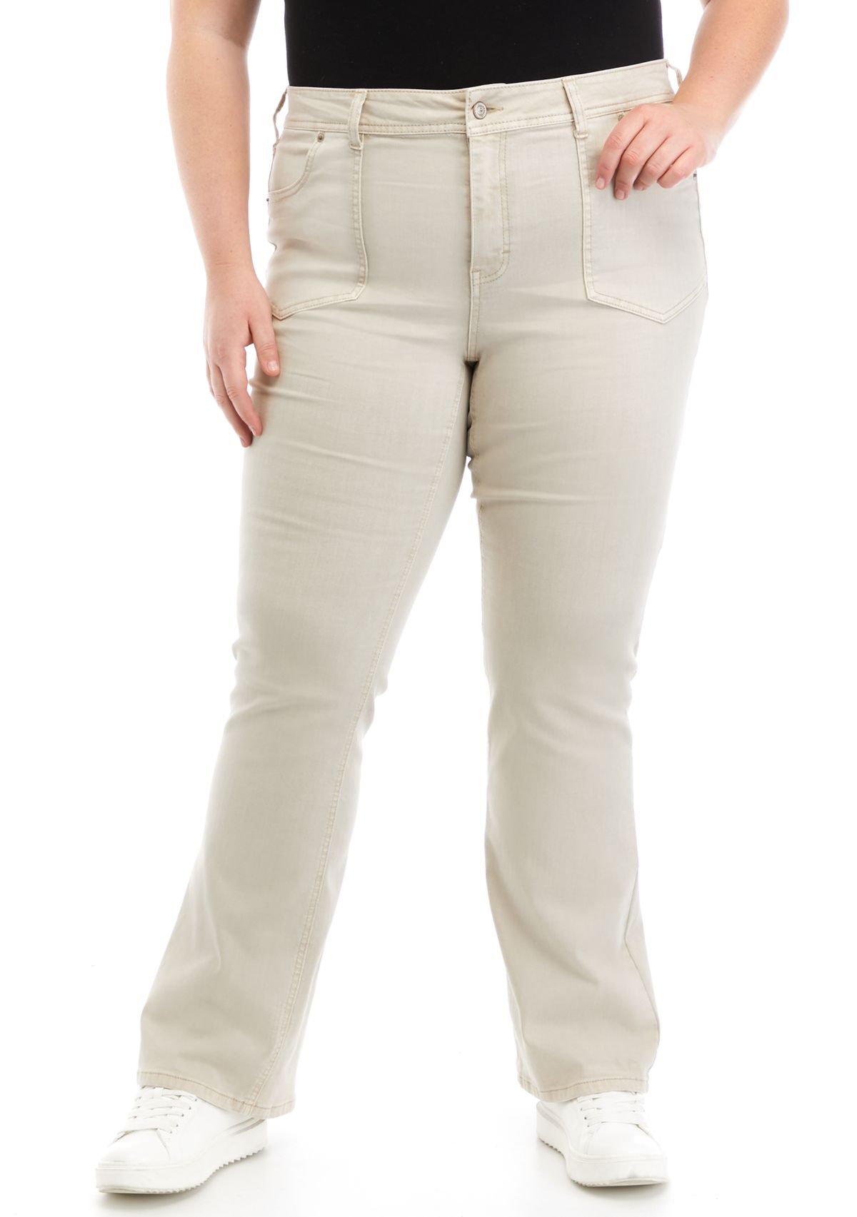 Plus Size Mid Rise Pork Chop Pocket Bootcut Jeans 