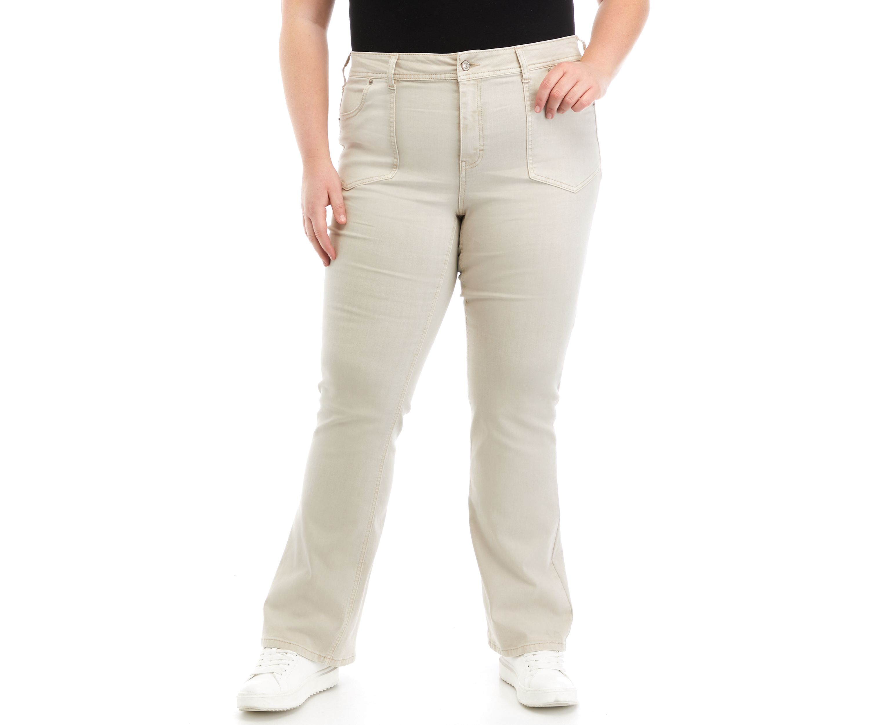 Plus Size Mid Rise Pork Chop Pocket Bootcut Jeans 