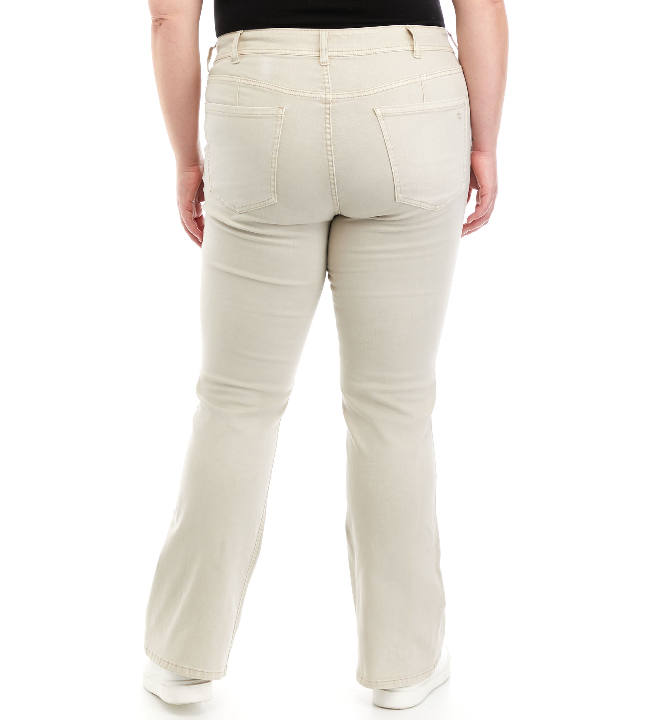 Plus Size Mid Rise Pork Chop Pocket Bootcut Jeans 