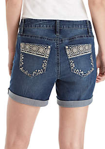 new directions bling rolled cuff jean short
