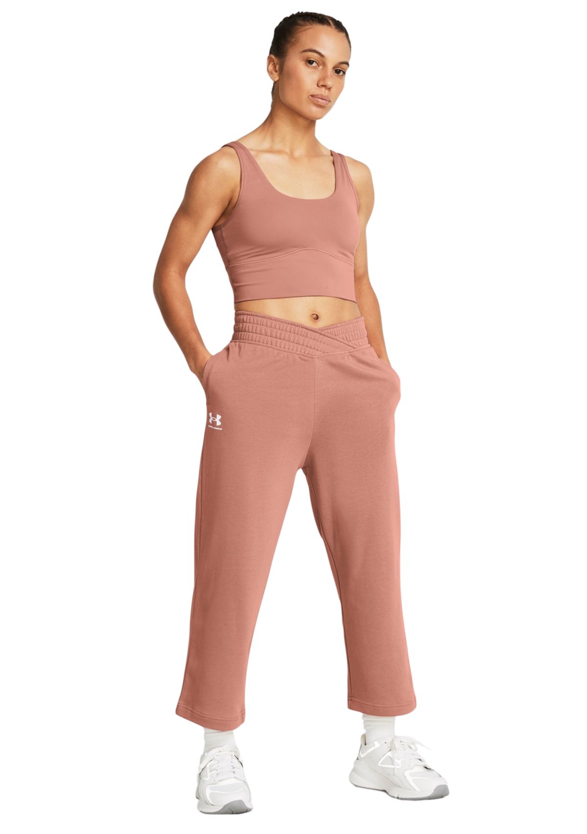Womens UA Rival Terry Wide Leg Crop Pants