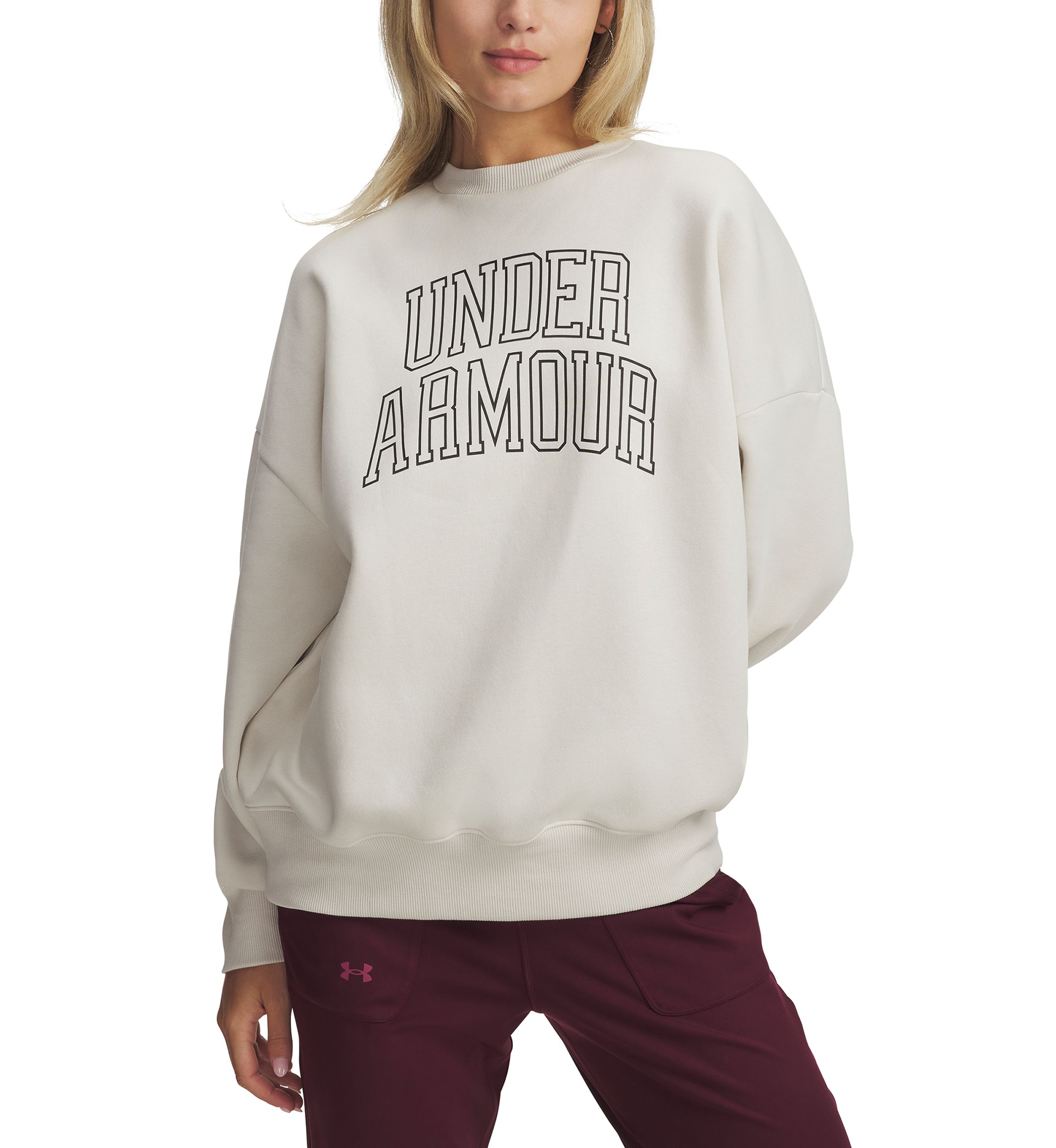 UA Rival Fleece Oversized Varsity Crew Pullover