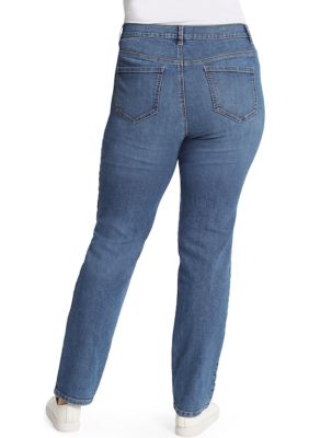 Karen Kane Plus Size Elastic Waist Slim Leg Stretch Denim Ankle Jeggings