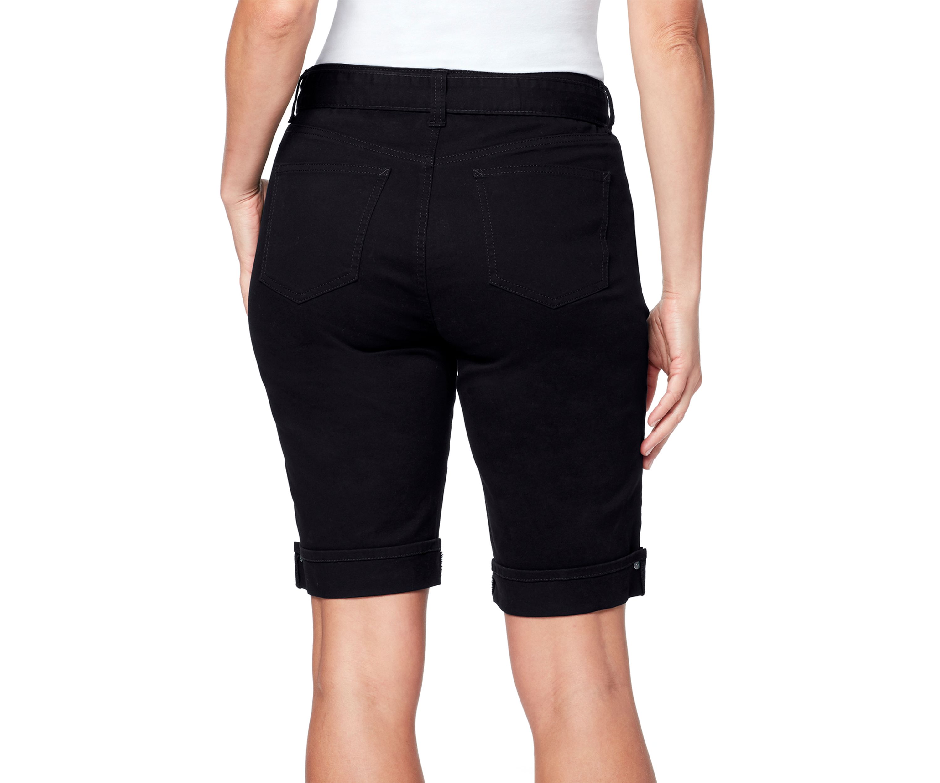 Womens Self-Belted Bermuda Shorts