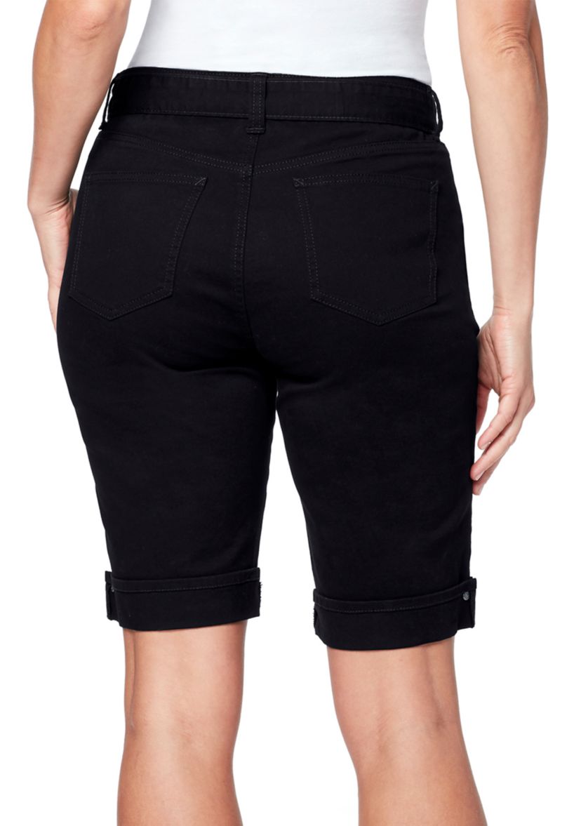 Womens Self-Belted Bermuda Shorts