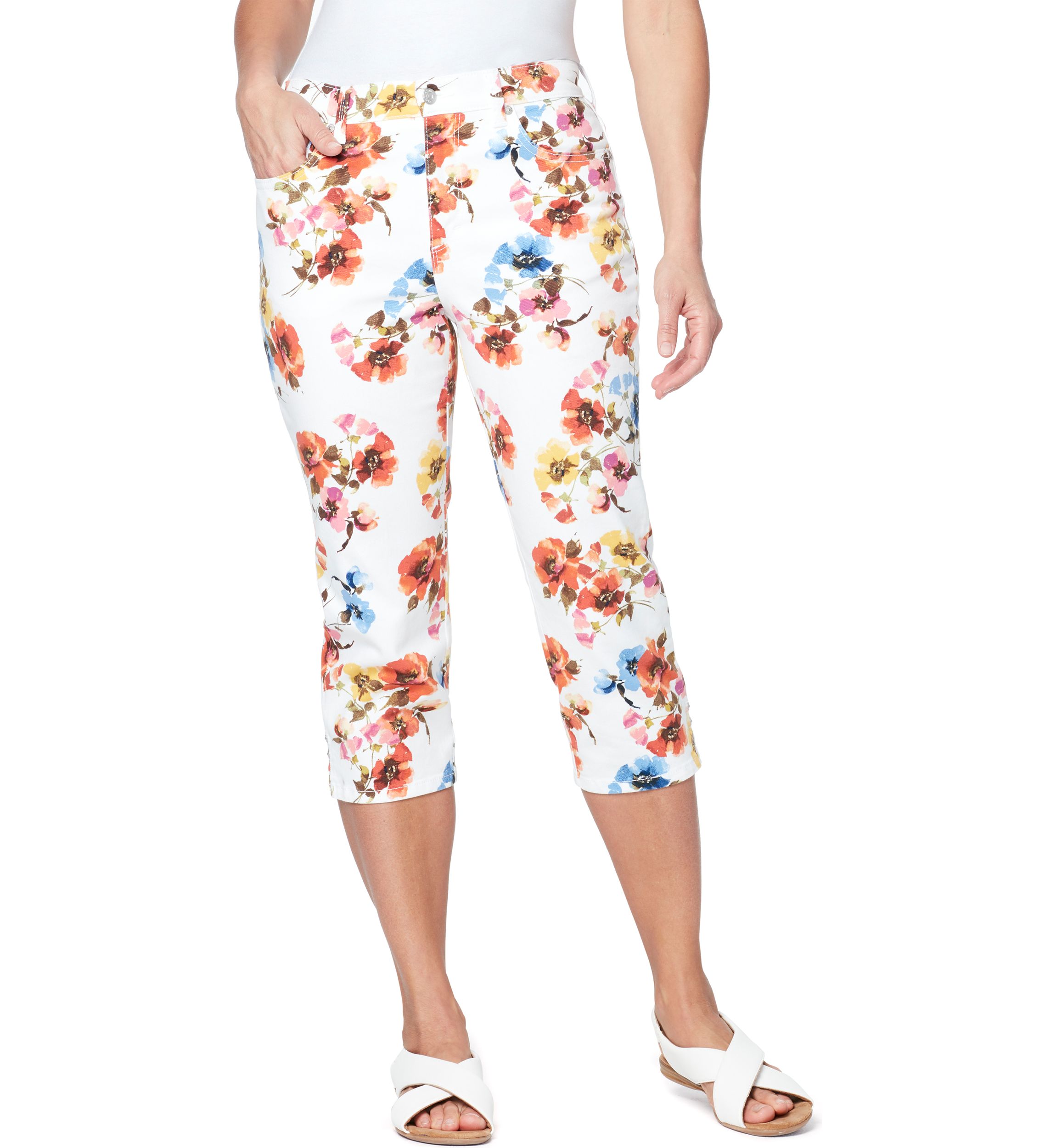 	  Womens 5 Pocket Capri Pants 