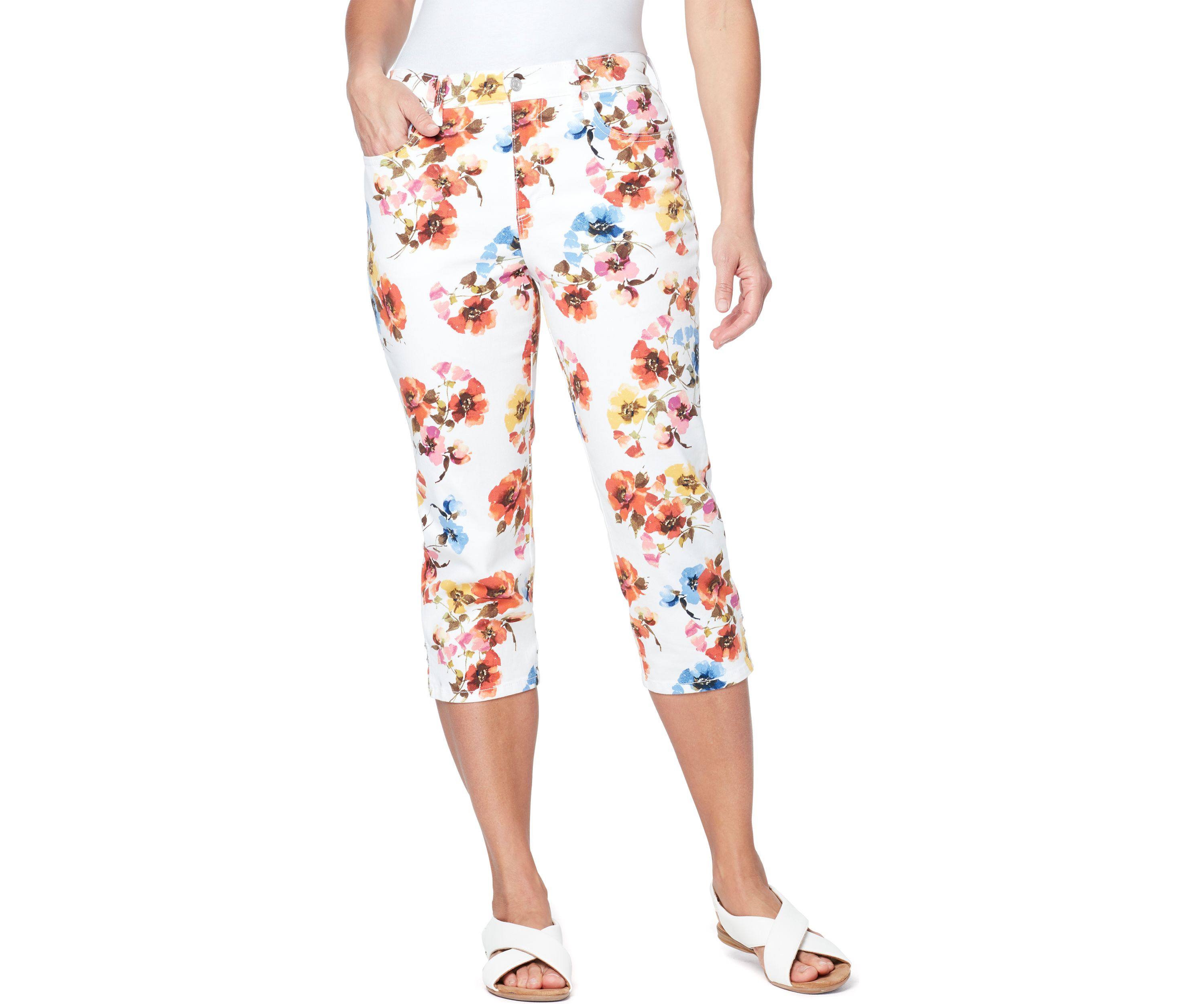 	  Womens 5 Pocket Capri Pants 