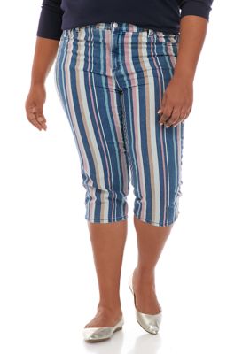 Gloria Vanderbilt Plus Size Multi Stripe Amanda Denim Capris | belk