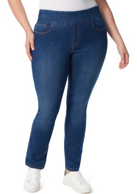 Plus Size Pull-On Straight Leg Jeans - Marco Wash