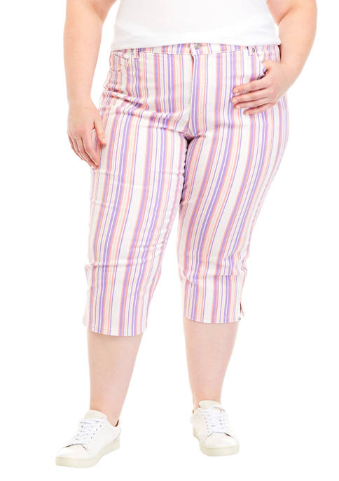 Gloria Vanderbilt Plus Size Striped Capri Pants