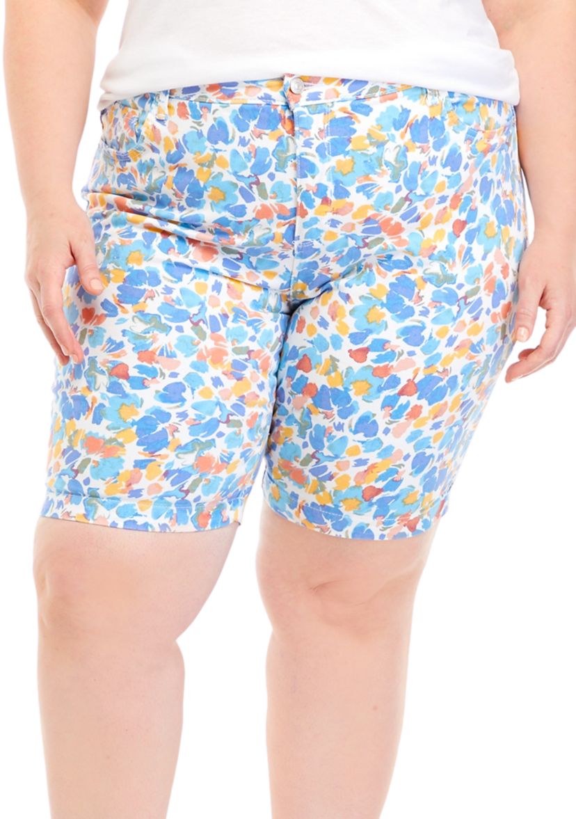 Plus Size Multicolored Leopard Bermuda Shorts