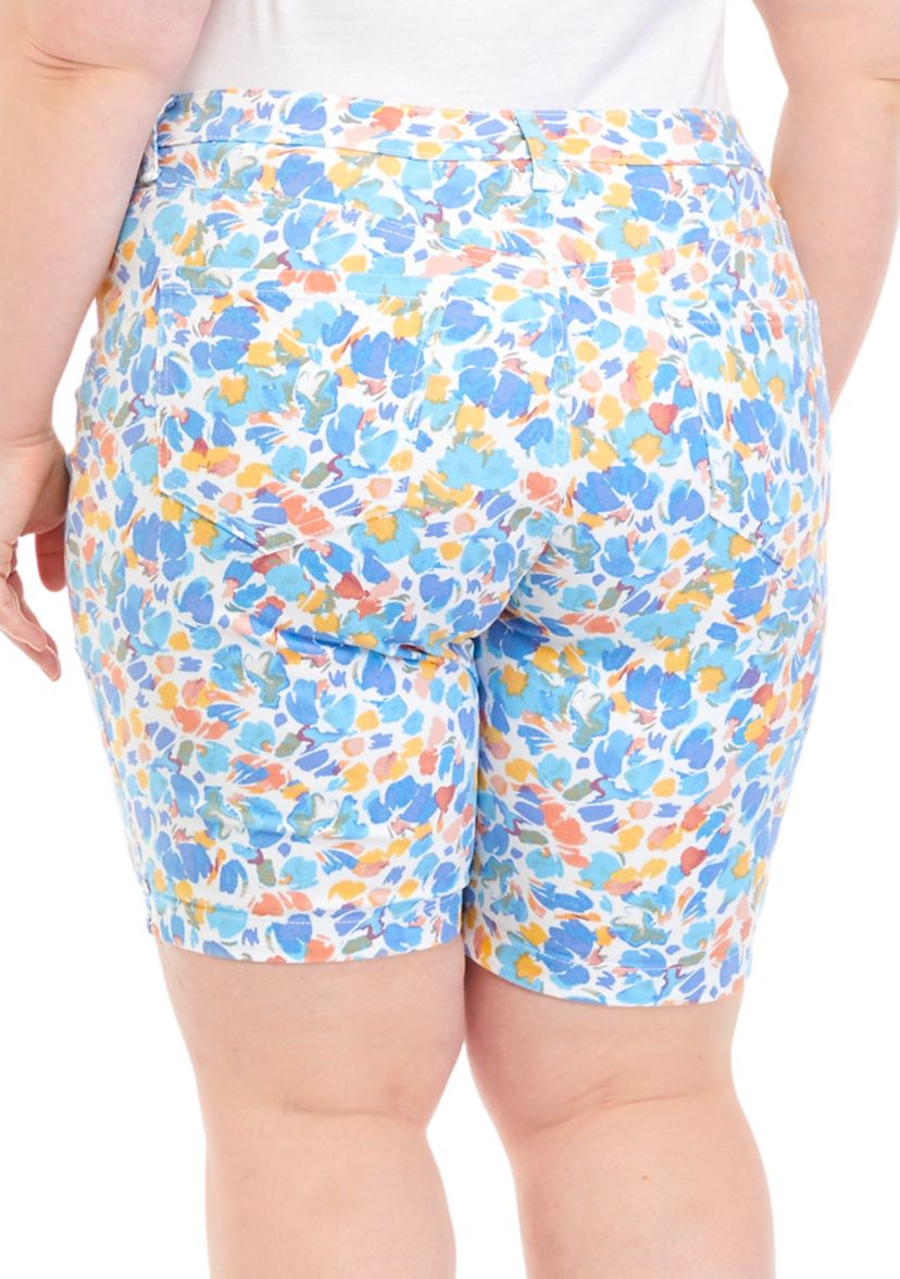Plus Size Multicolored Leopard Bermuda Shorts
