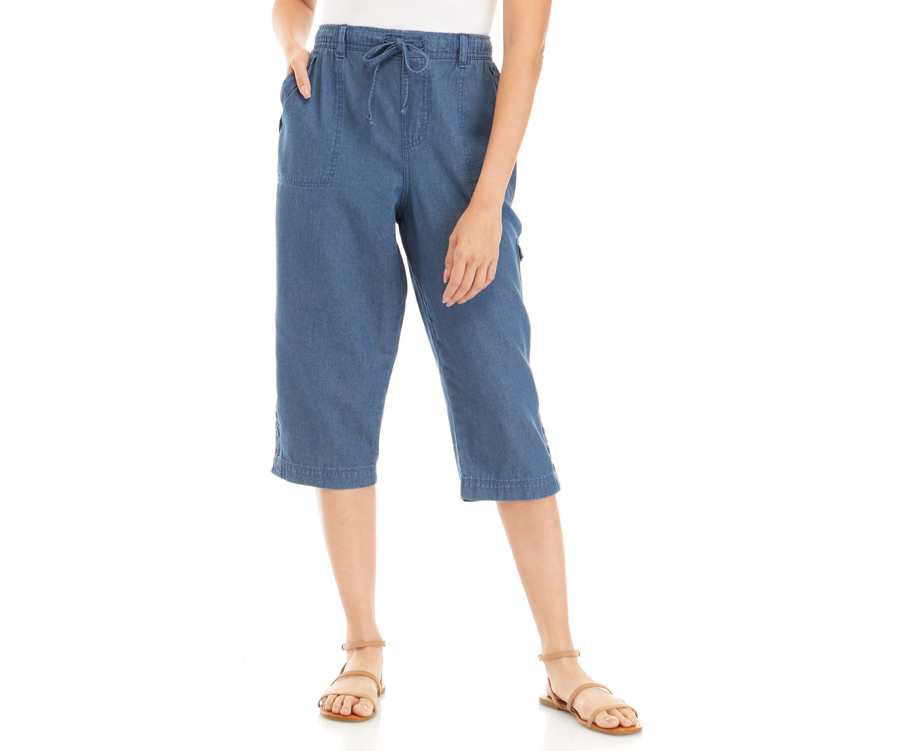 Womens Chambray Capri Pants