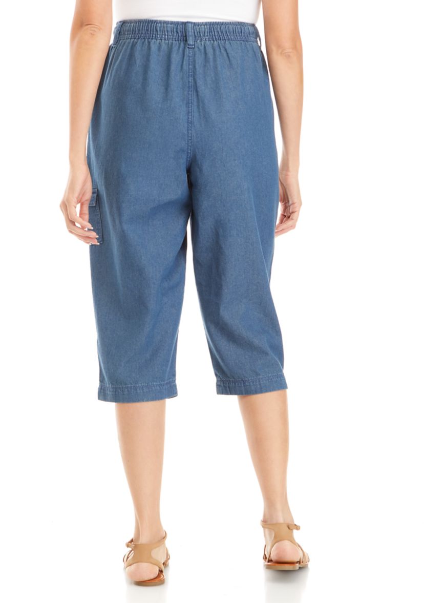 Womens Chambray Capri Pants