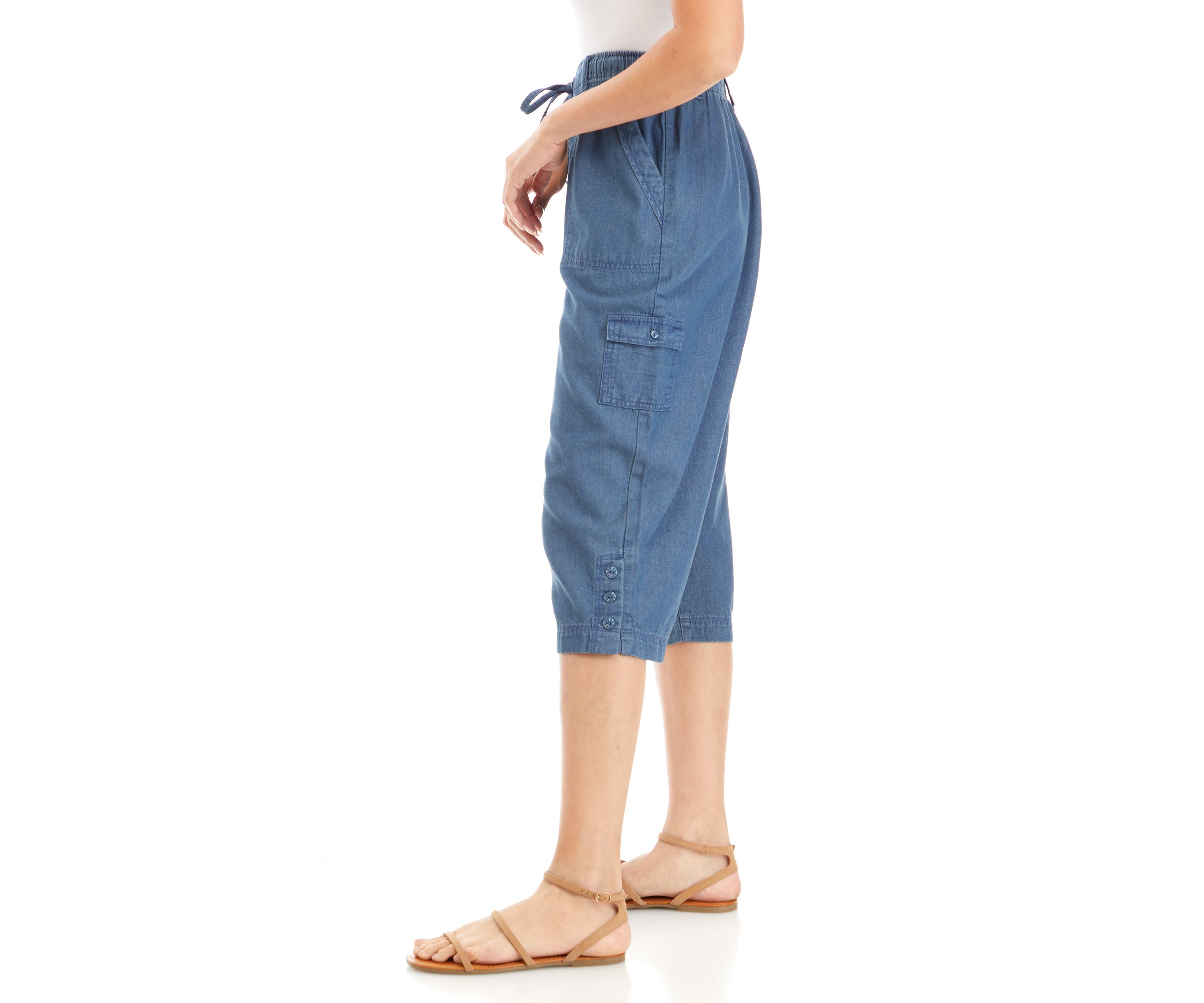 Womens Chambray Capri Pants