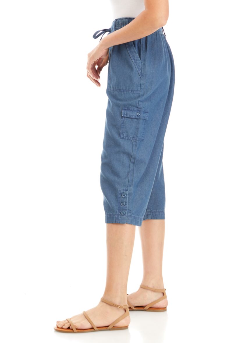 Womens Chambray Capri Pants