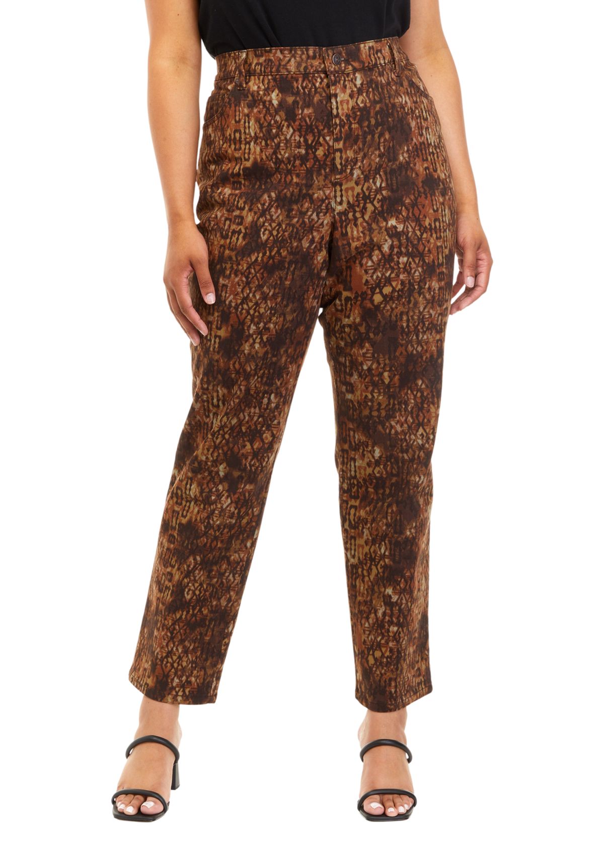 Plus Size Printed Wide Leg Pants