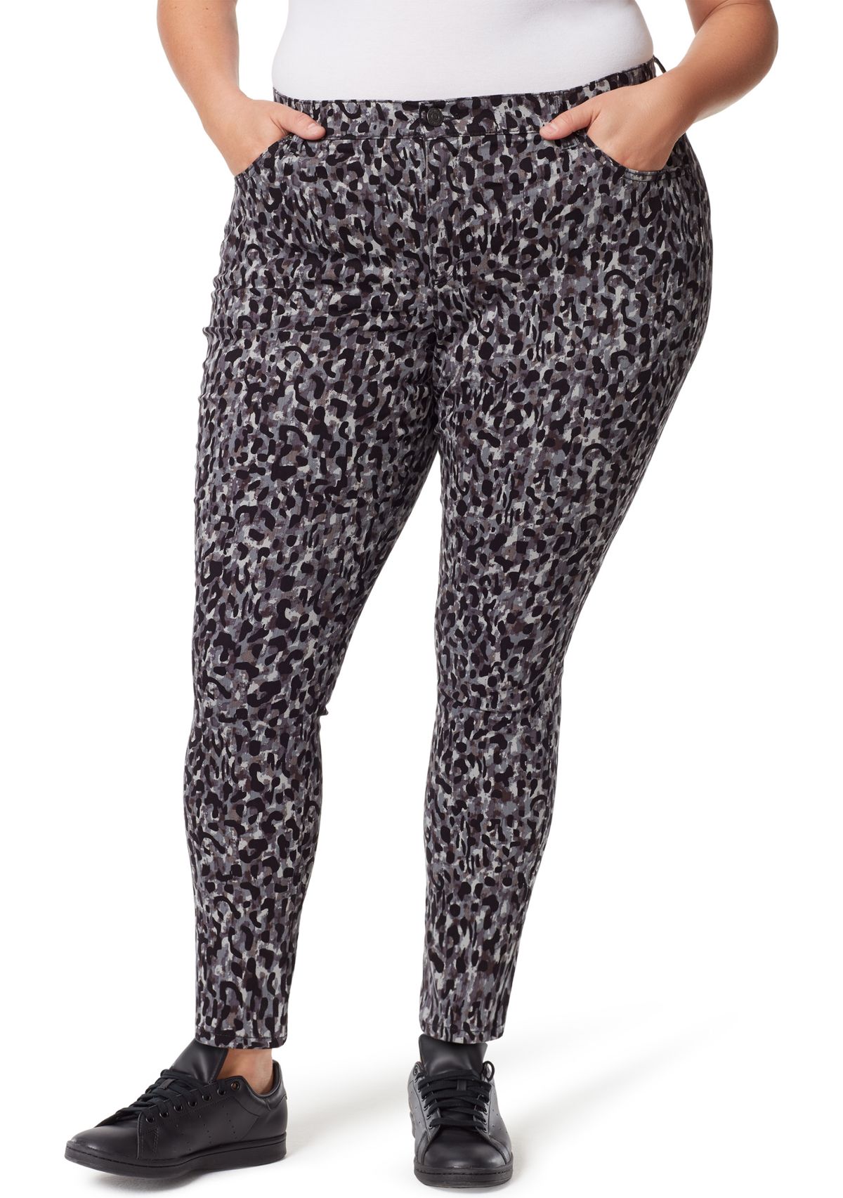 Plus Size Amanda Skinny Groove Leopard Print Jeans