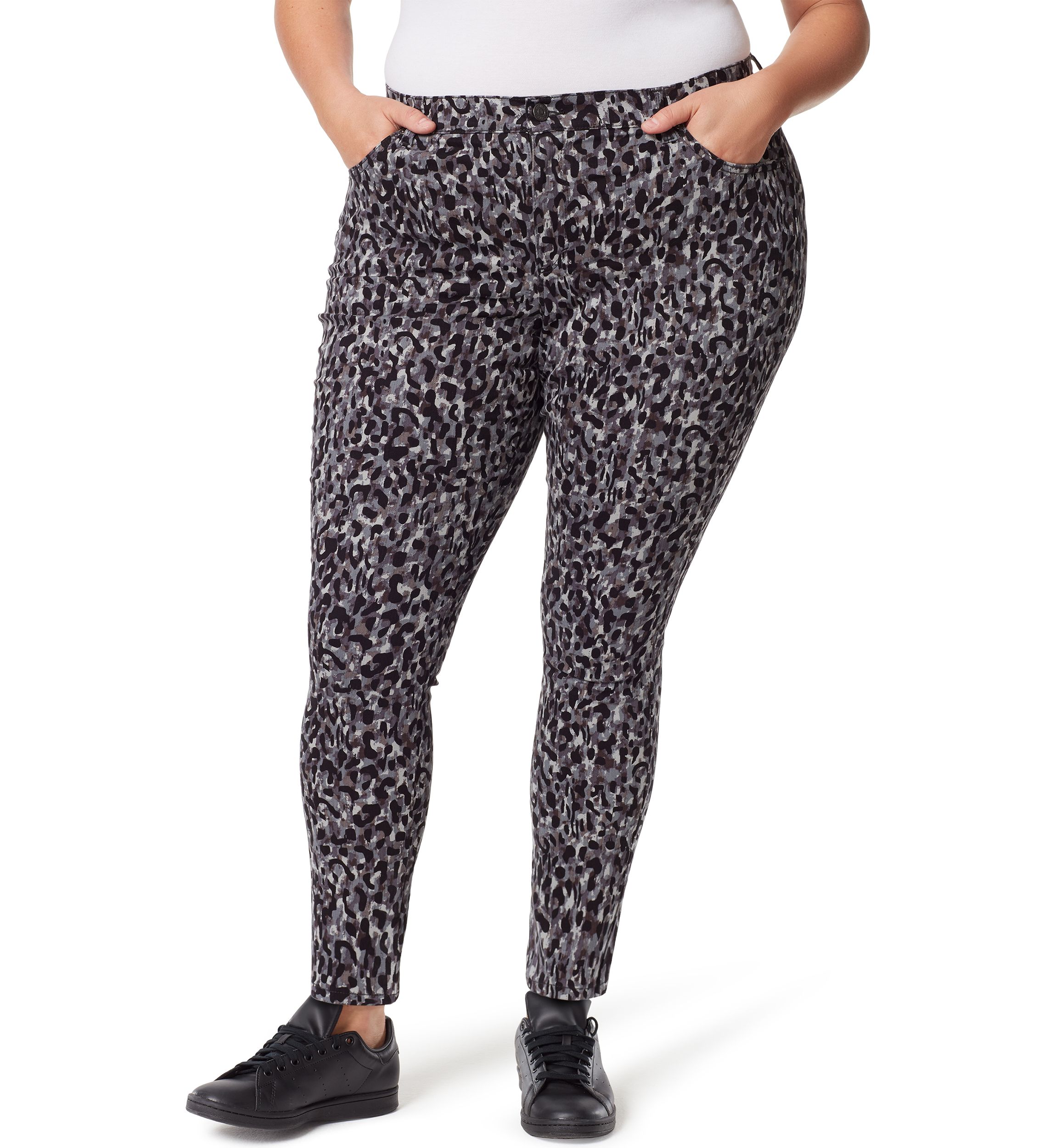 Plus Size Amanda Skinny Groove Leopard Print Jeans