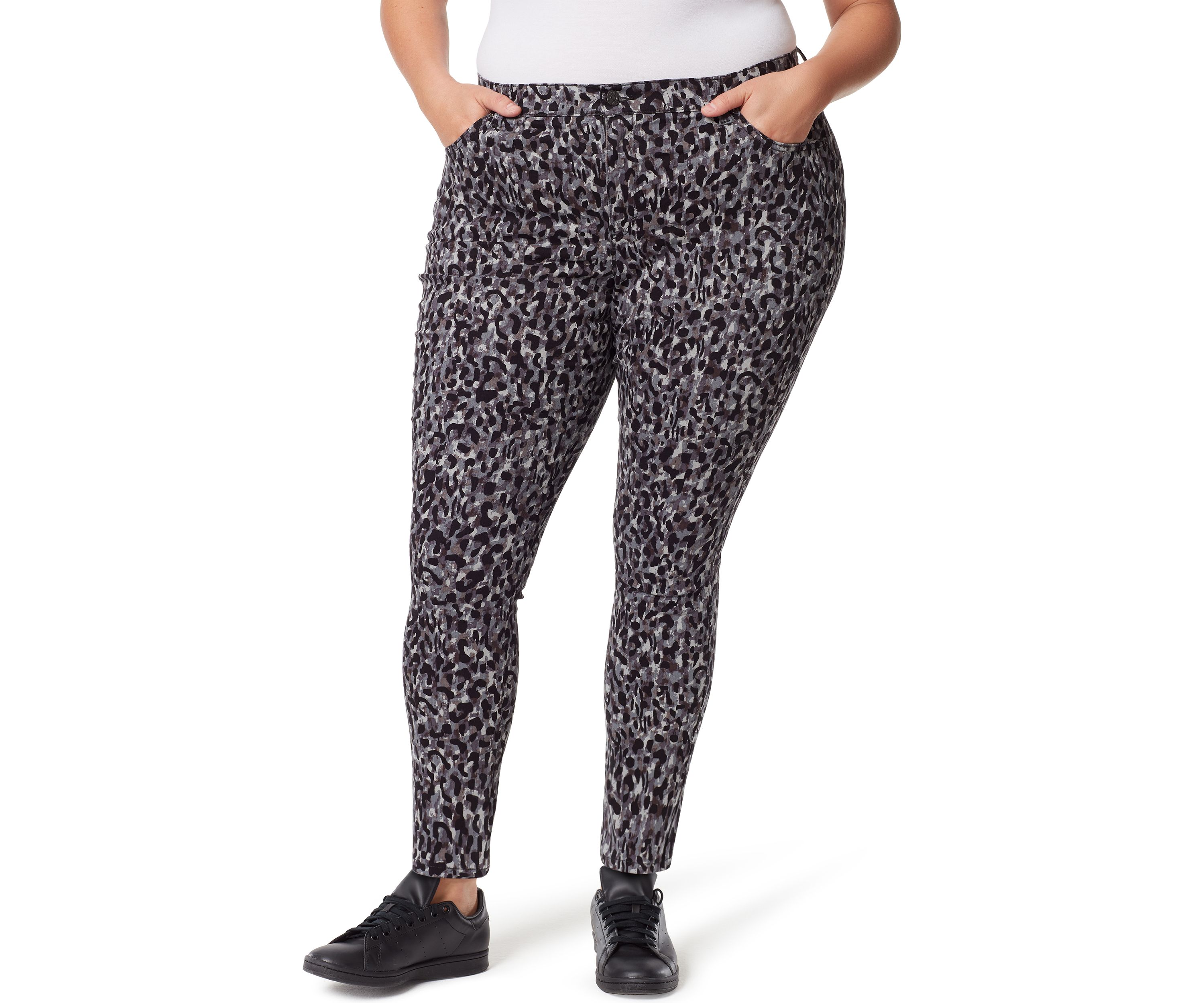 Plus Size Amanda Skinny Groove Leopard Print Jeans