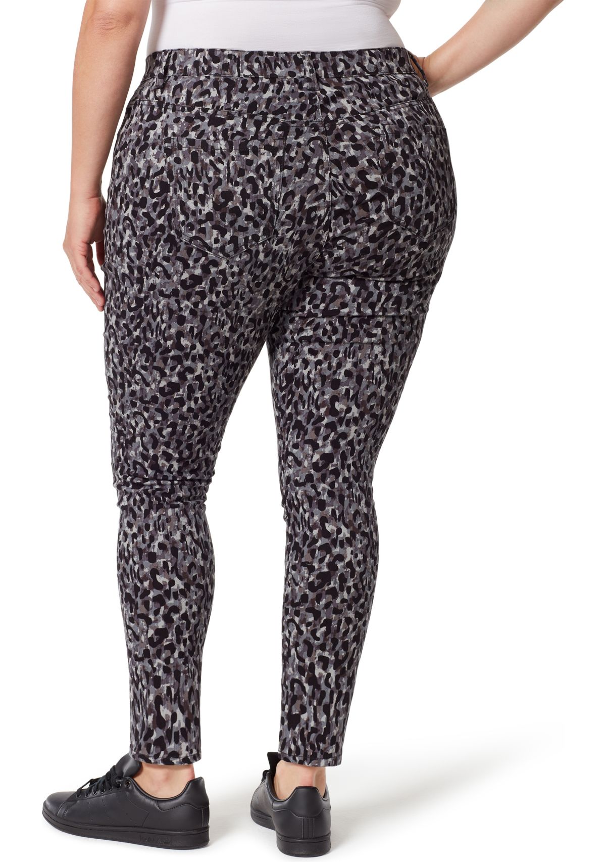 Plus Size Amanda Skinny Groove Leopard Print Jeans