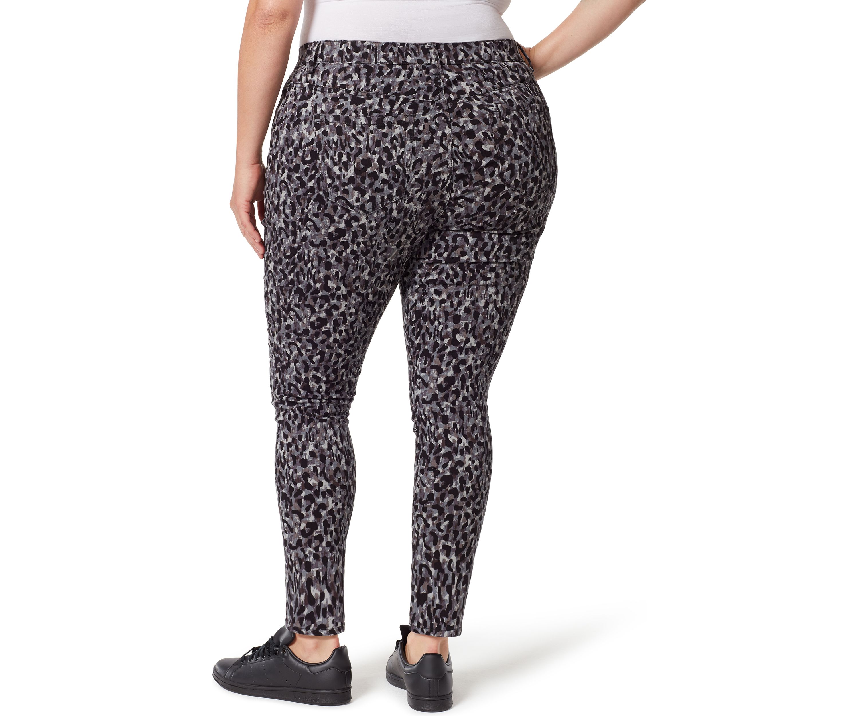 Plus Size Amanda Skinny Groove Leopard Print Jeans