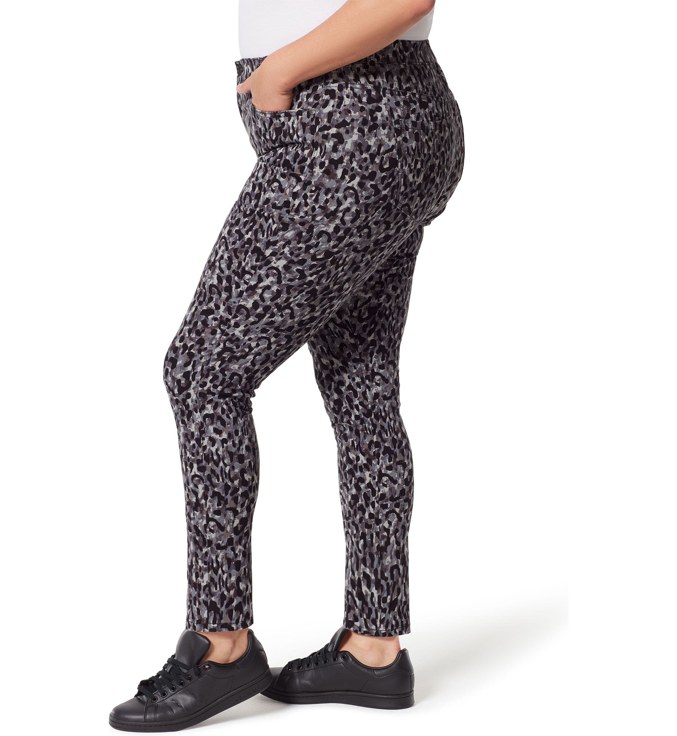 Plus Size Amanda Skinny Groove Leopard Print Jeans