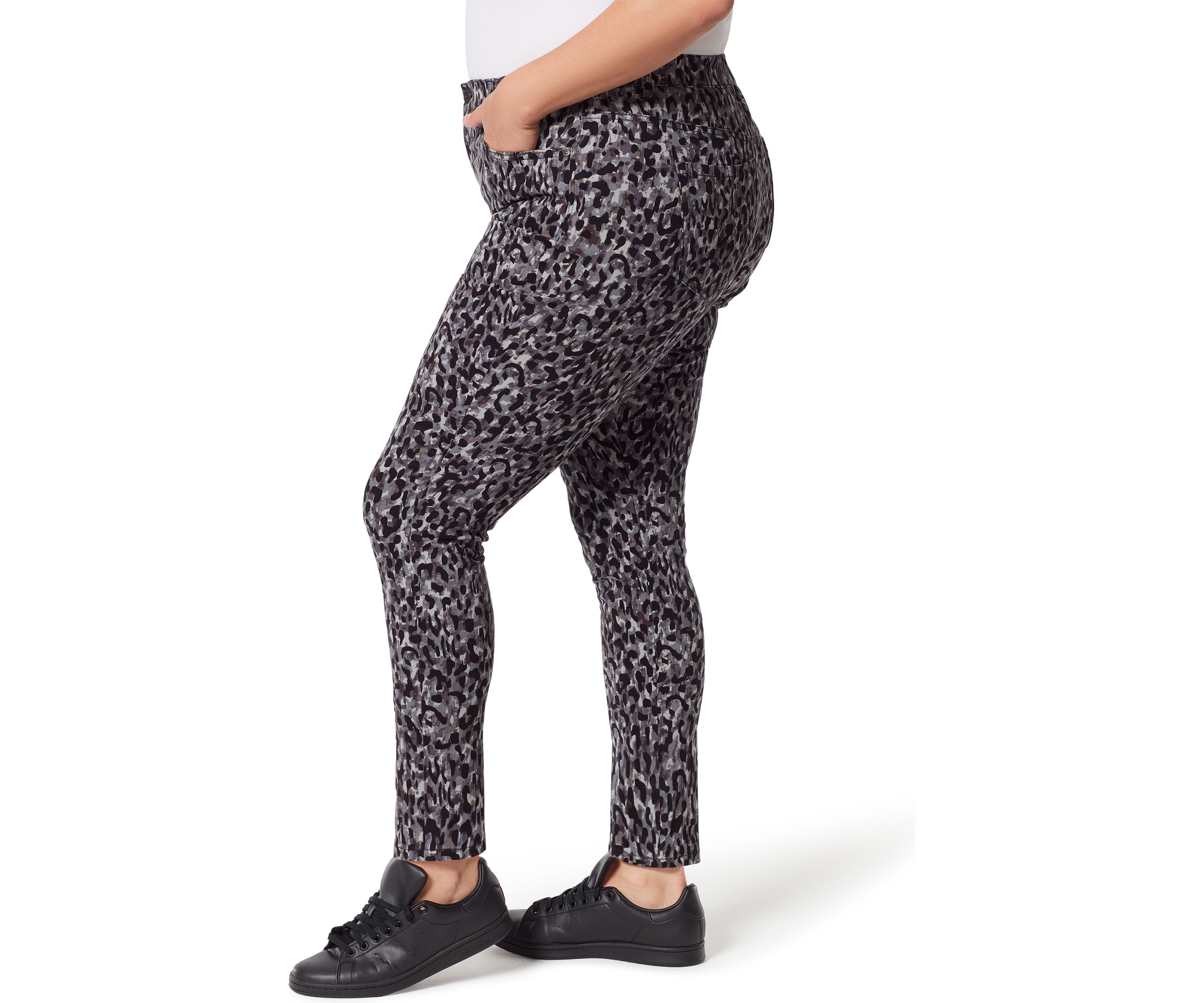 Plus Size Amanda Skinny Groove Leopard Print Jeans