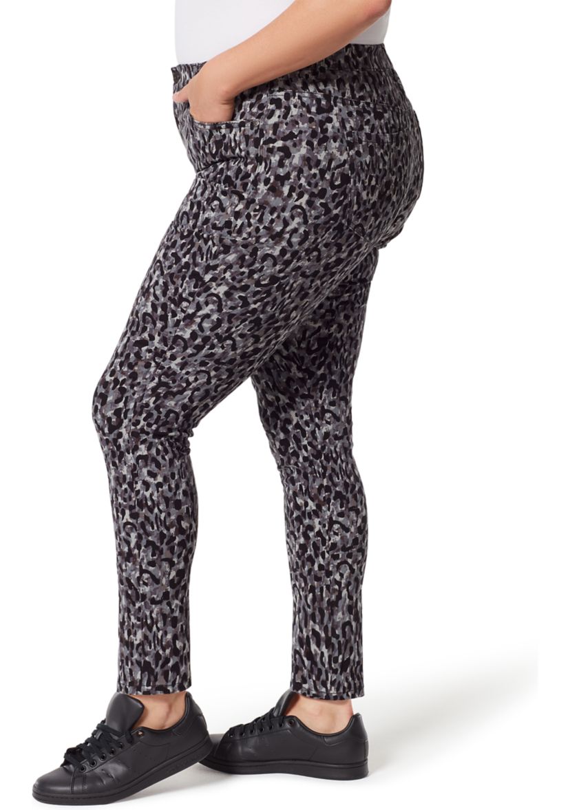 Plus Size Amanda Skinny Groove Leopard Print Jeans