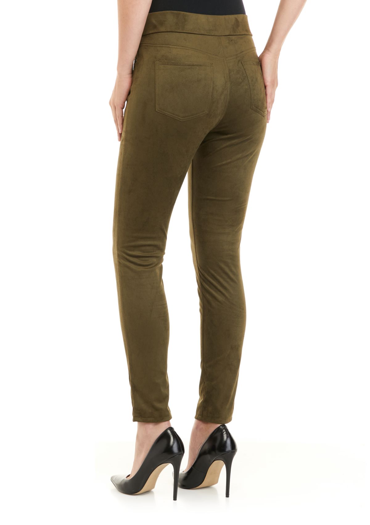 Womens Avery Slim Faux Suede Pants 