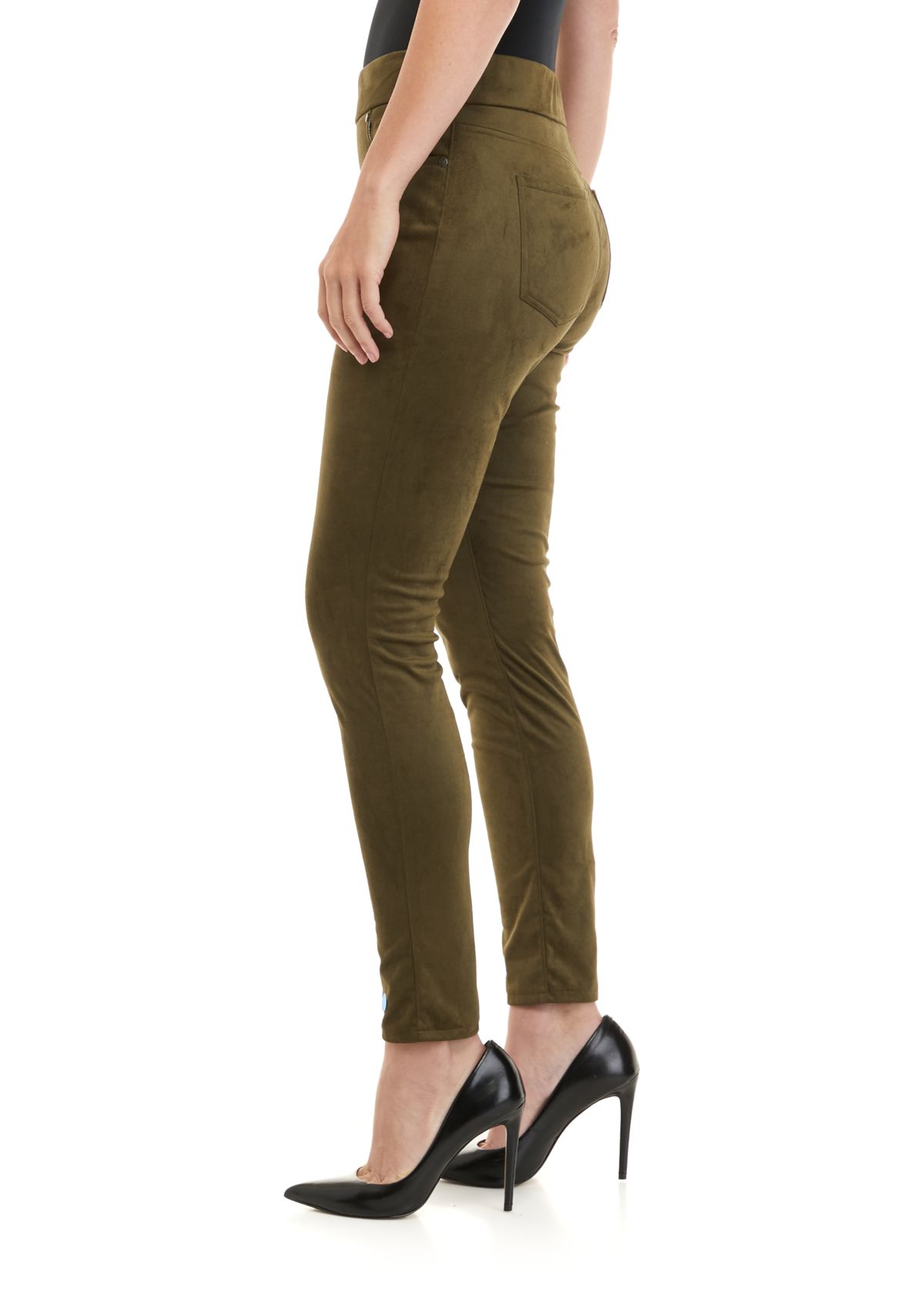 Womens Avery Slim Faux Suede Pants 