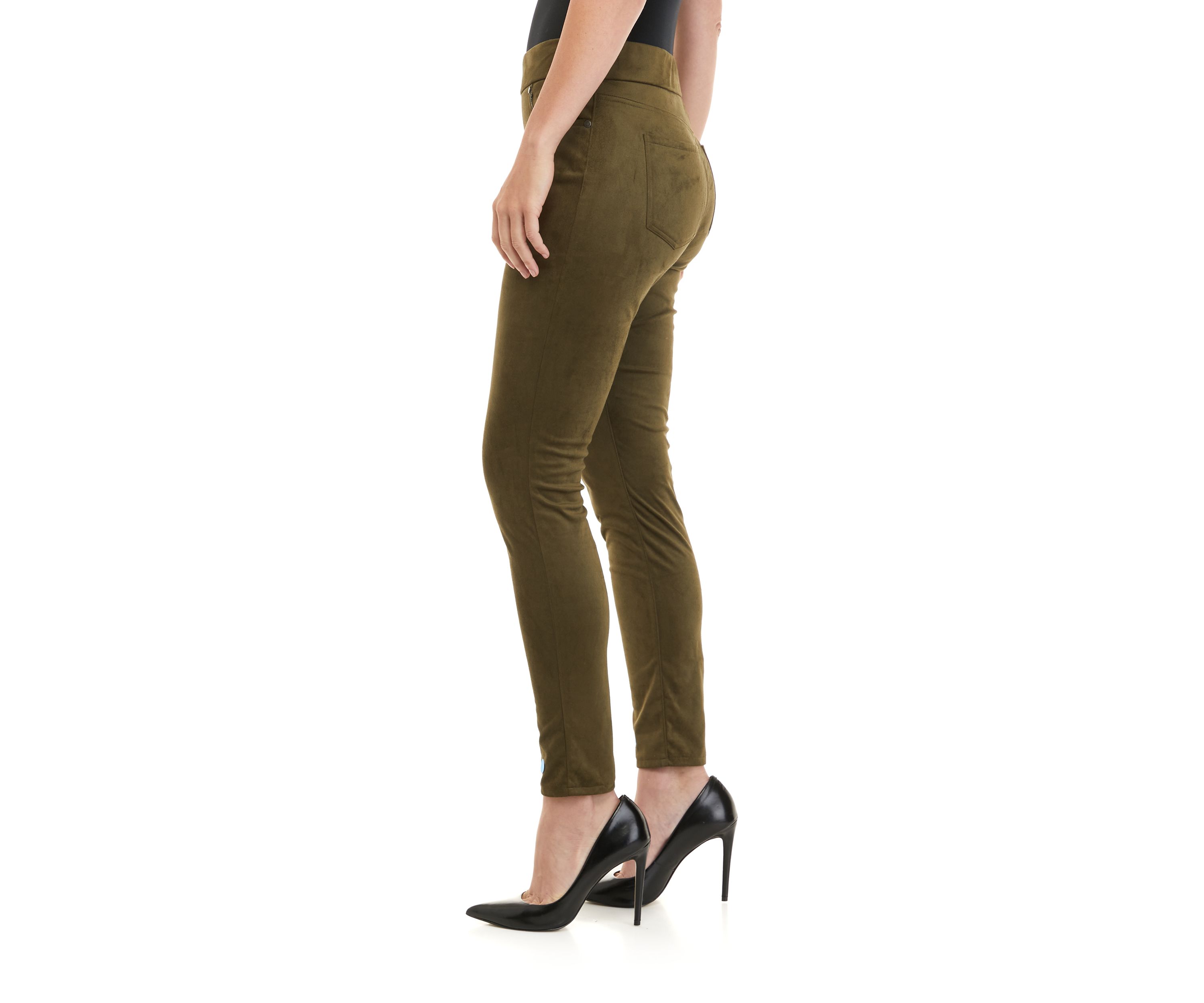Womens Avery Slim Faux Suede Pants 