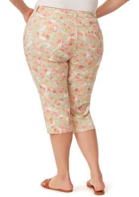 Gloria Vanderbilt Plus Size Amanda Print Capri Bahia Flora Pants