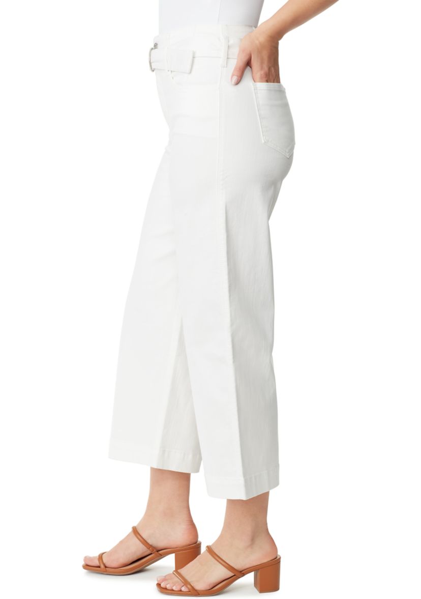 Womens Cropped Denim Belted Trouser Pants