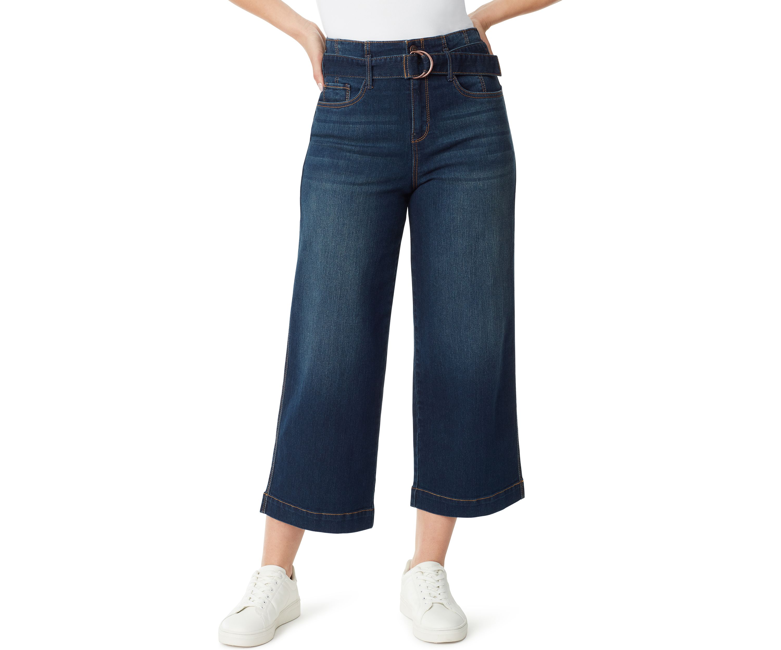Womens Belted Crop Trouser Pants