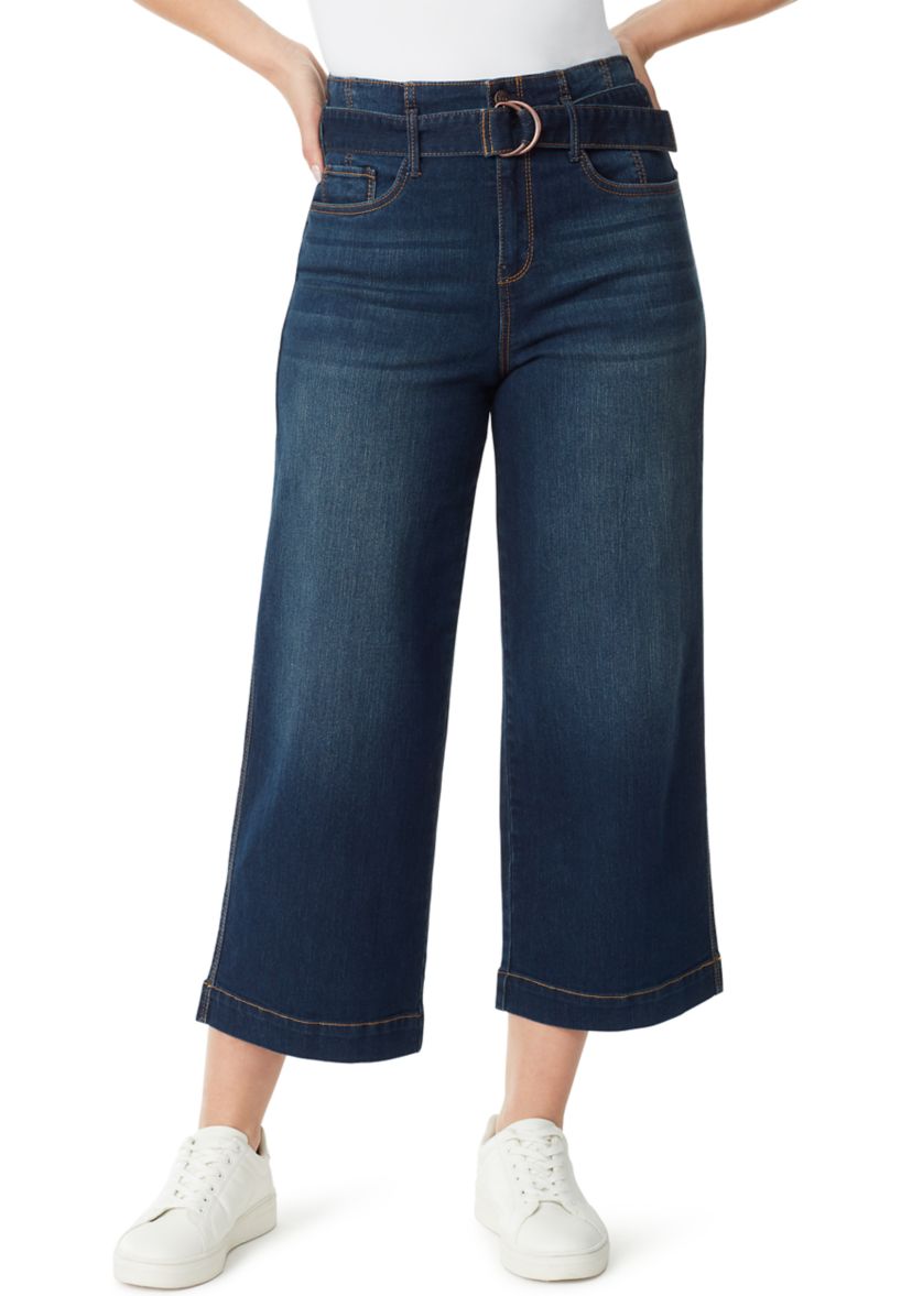 Womens Belted Crop Trouser Pants