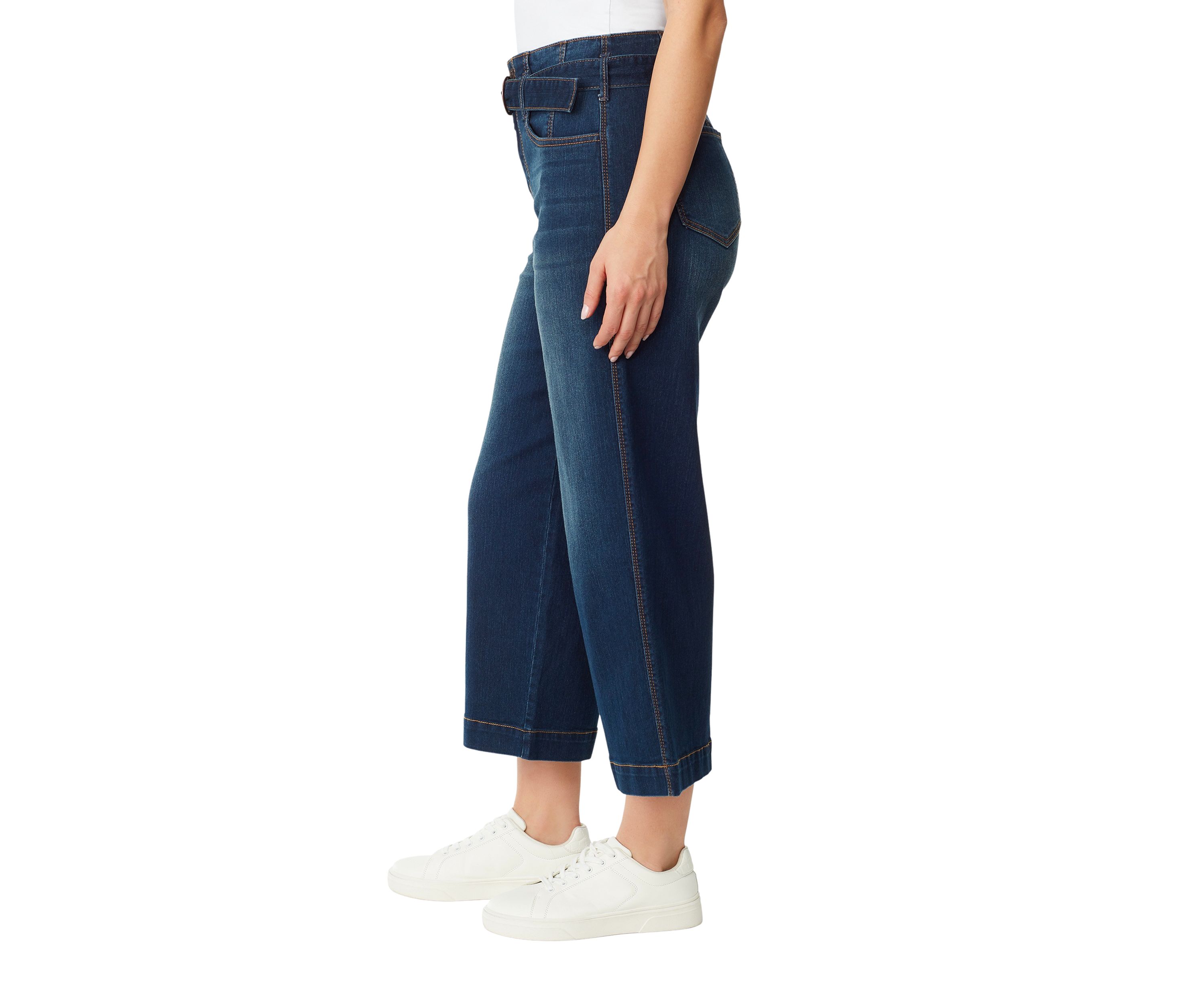 Womens Belted Crop Trouser Pants