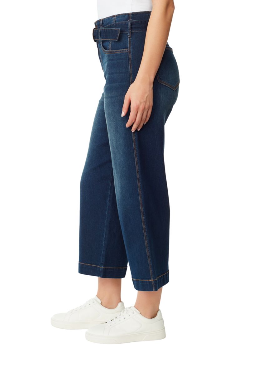 Womens Belted Crop Trouser Pants