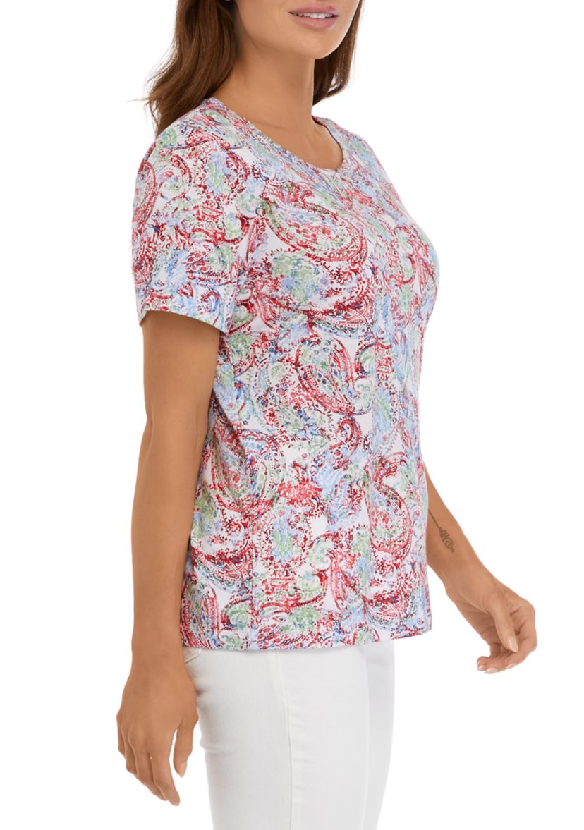 Womens Short Sleeve Paisley T-Shirt 