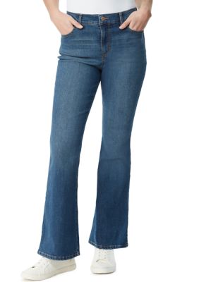 Langwyqu Flare Jeans for Women High Waisted Bell Bottom Stretch Wide Leg  Denim Pants at  Women's Jeans store