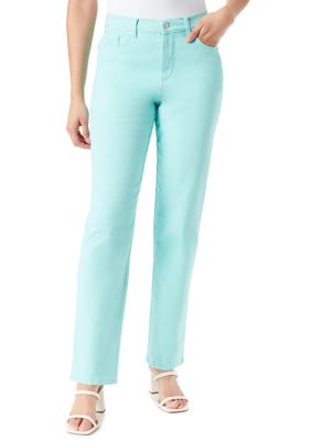 Gloria Vanderbuilt Womens Amanda Green Pants High Rise Petite Size