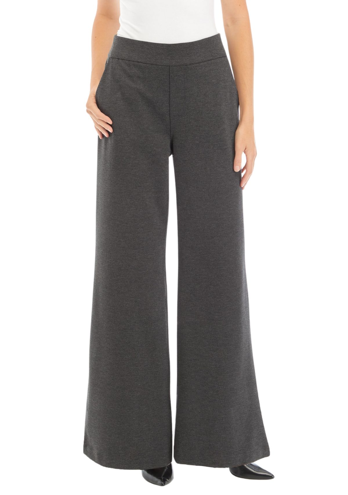 Womens Pull On Ponte Wide Leg Trouser Pants