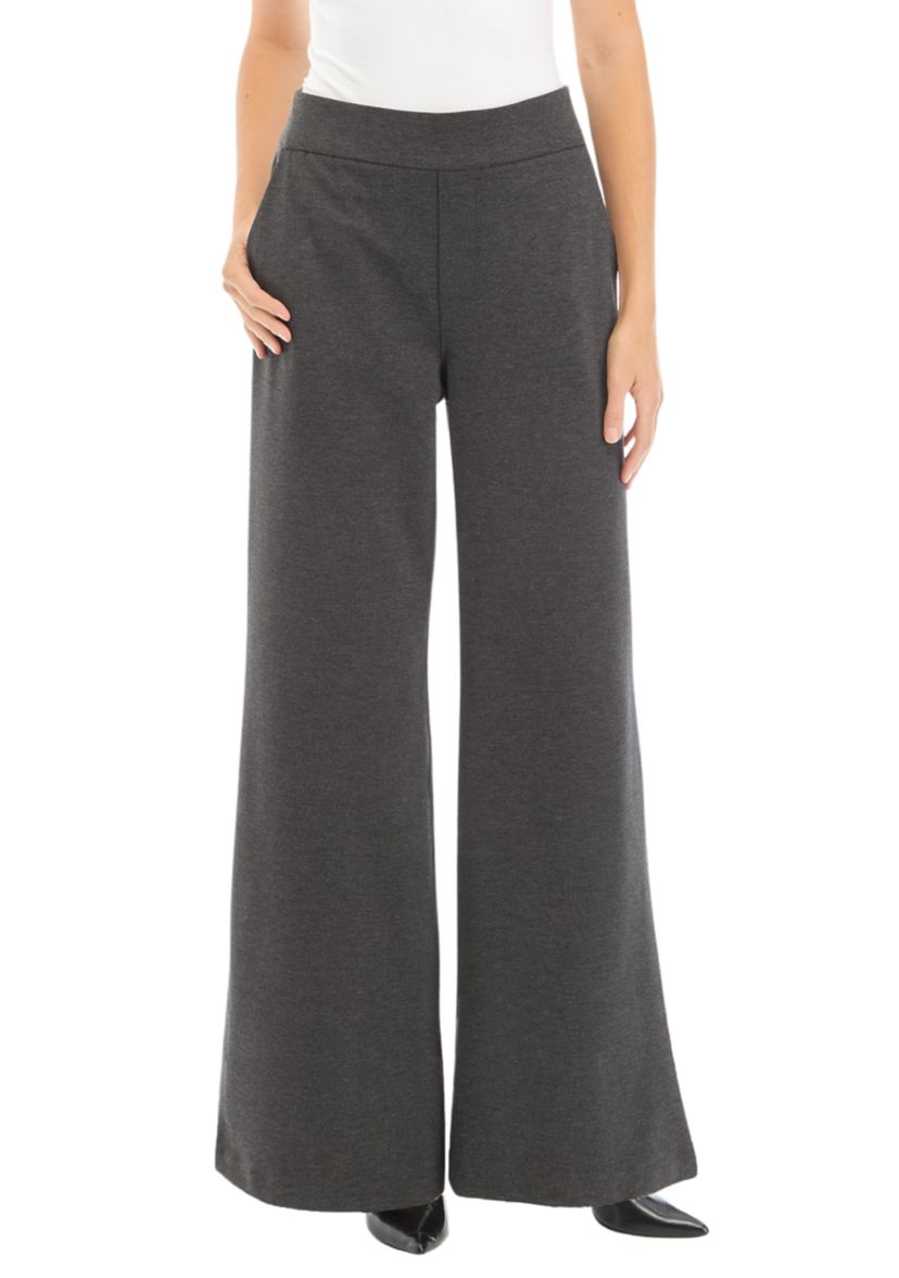Womens Pull On Ponte Wide Leg Trouser Pants