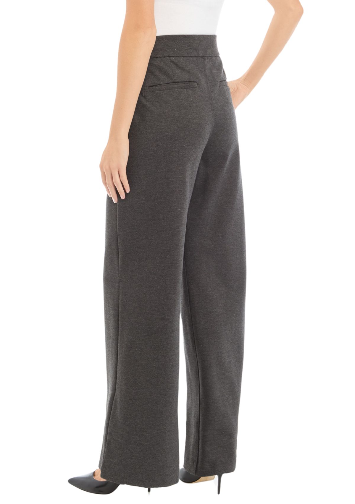 Womens Pull On Ponte Wide Leg Trouser Pants