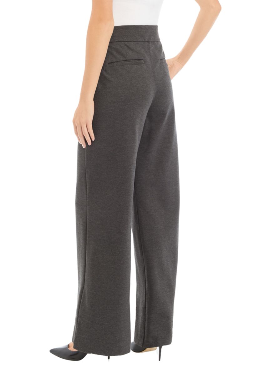 Womens Pull On Ponte Wide Leg Trouser Pants