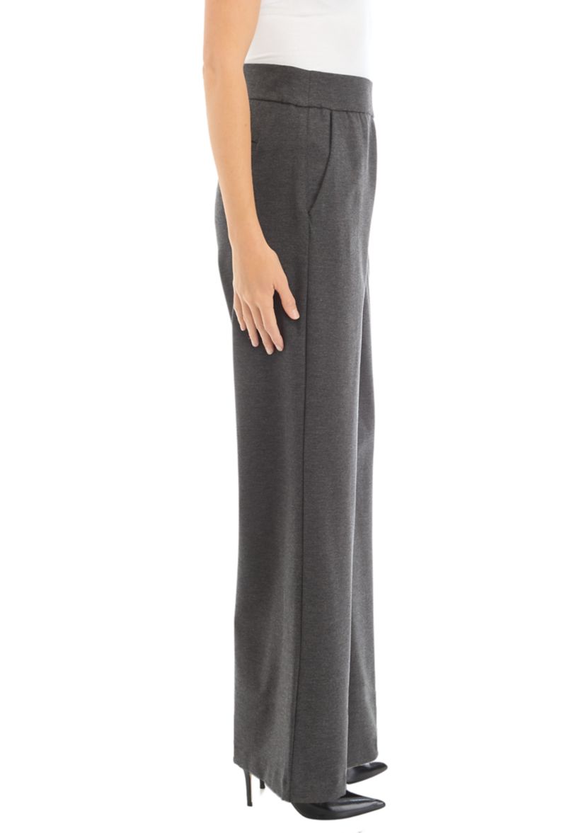 Womens Pull On Ponte Wide Leg Trouser Pants