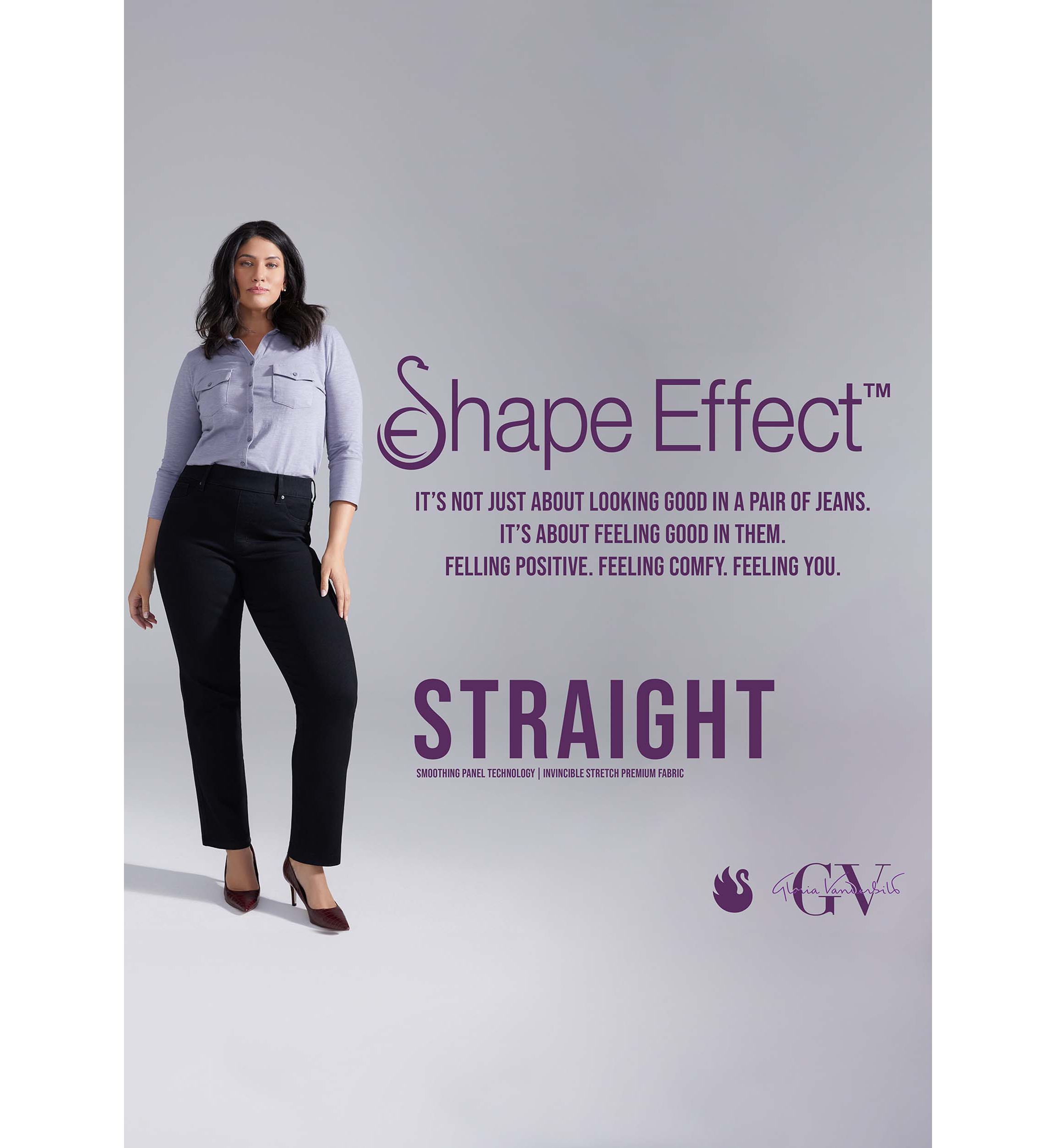 Womens Shape Effect Pull On Straight Jeans