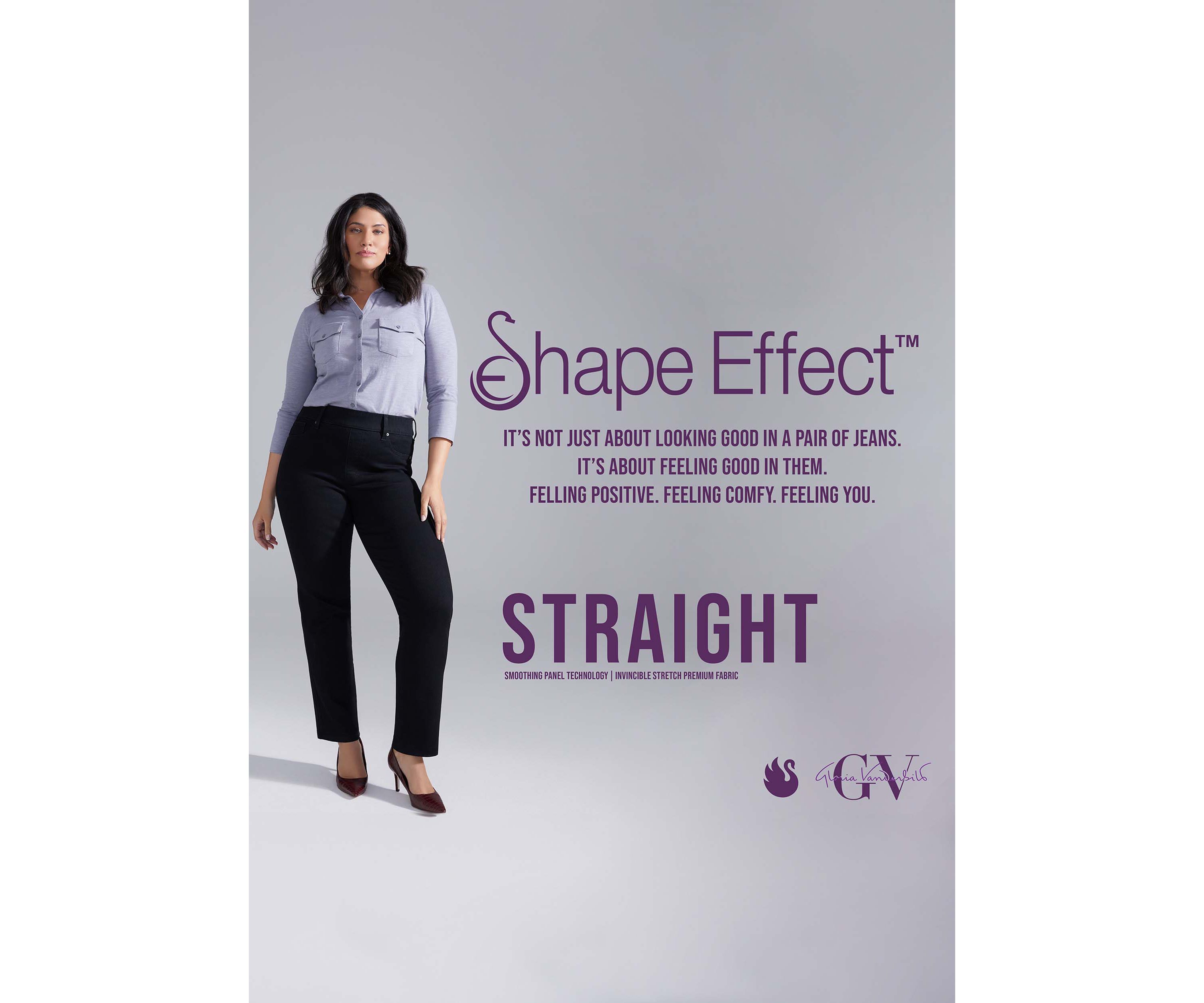 Womens Shape Effect Pull On Straight Jeans