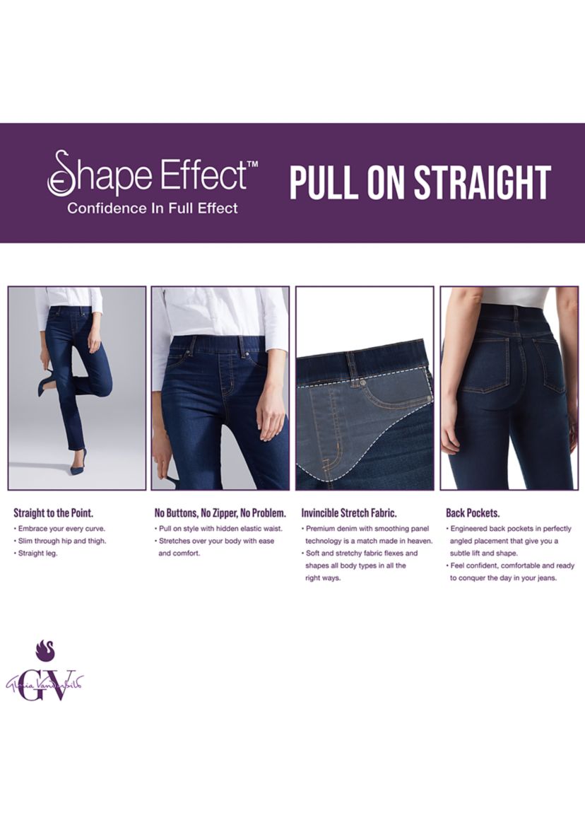 Womens Shape Effect Pull On Straight Jeans