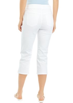 Karen Scott Women's Petite Comfort-Waist Capri Pants (Petite 14, Bright  White)